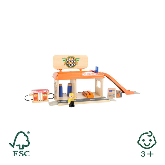 Auto repair shop with gas station