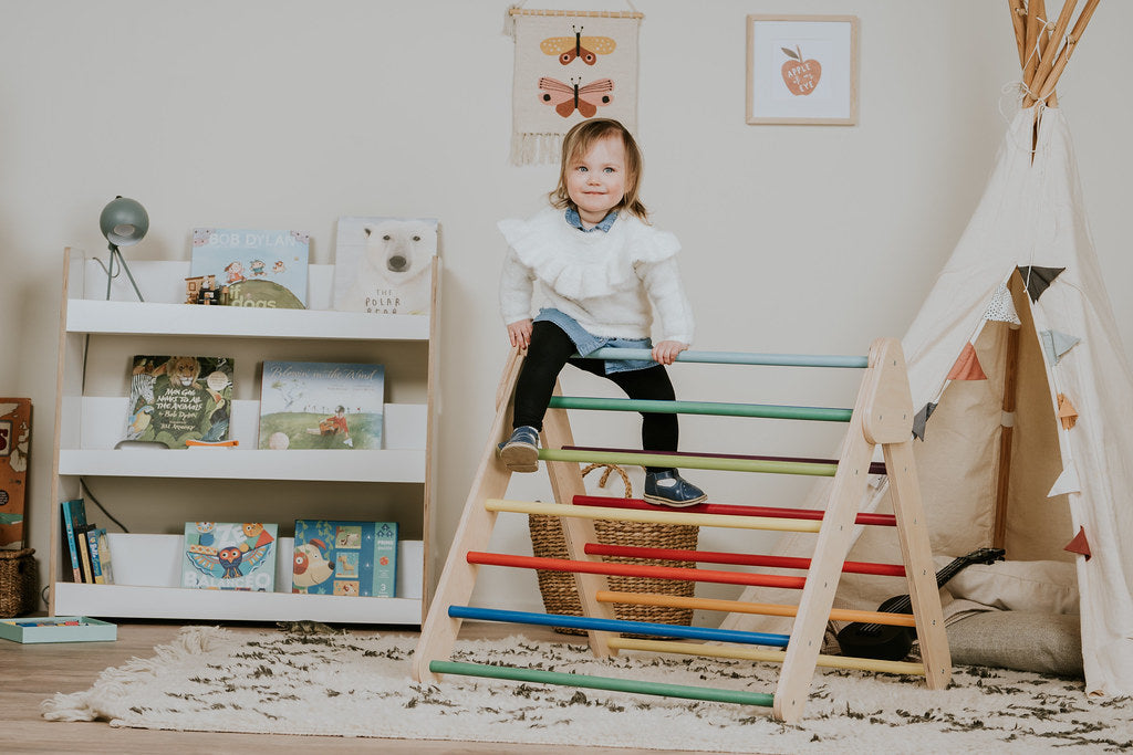 Schwedisch Sprossenwand und Kletterdreieck Set 2in1