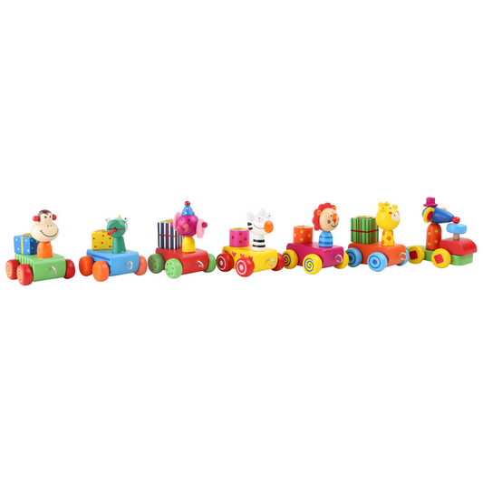 Jumping jack birthday train animal party made of wood